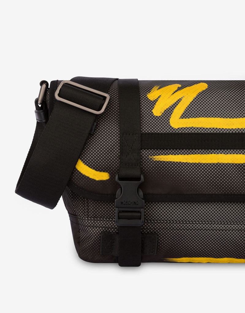 SHADOWS & SQUIGGLES NYLON MESSENGER BAG 4