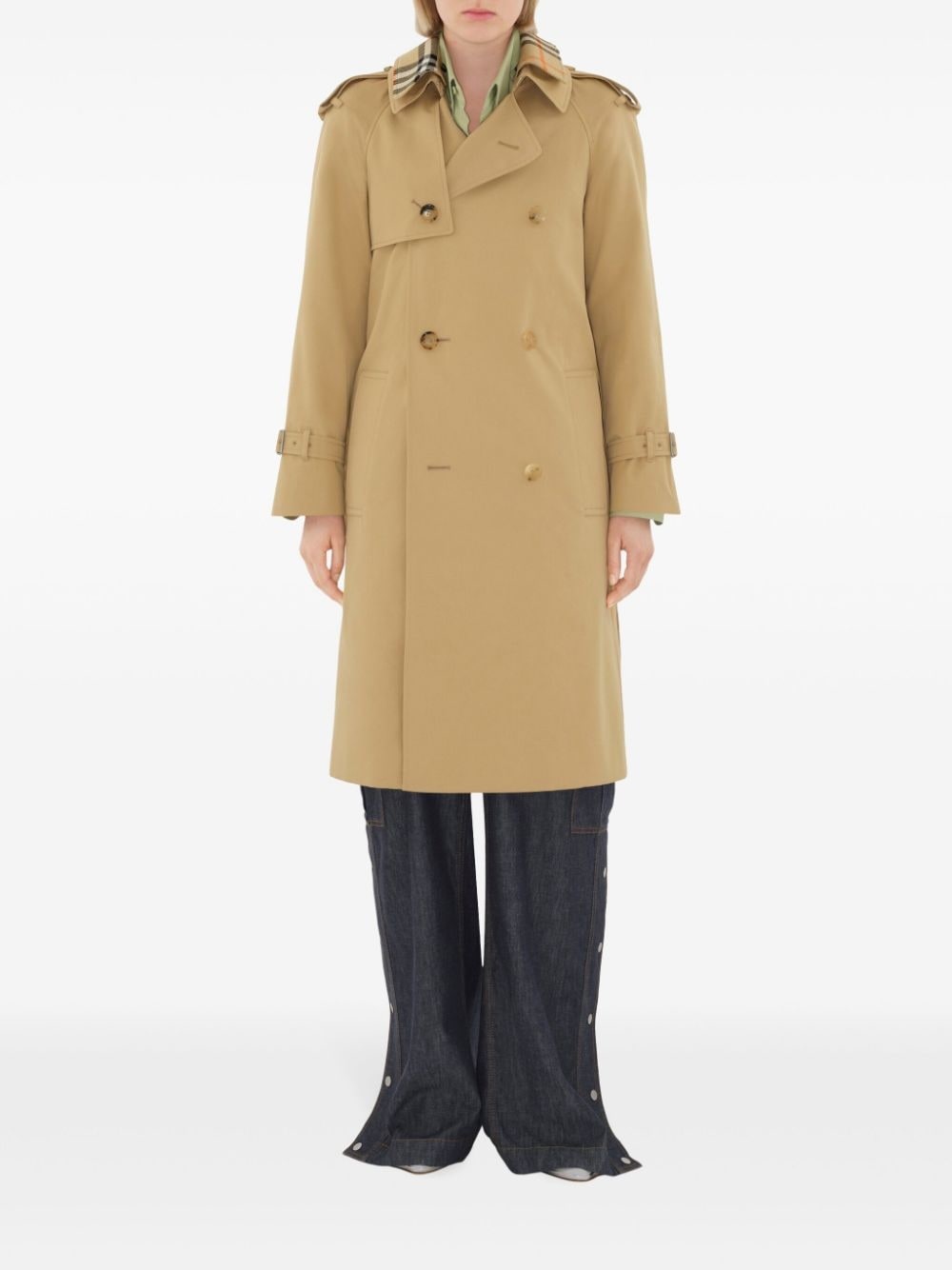 notched-lapel cotton trench coat - 5