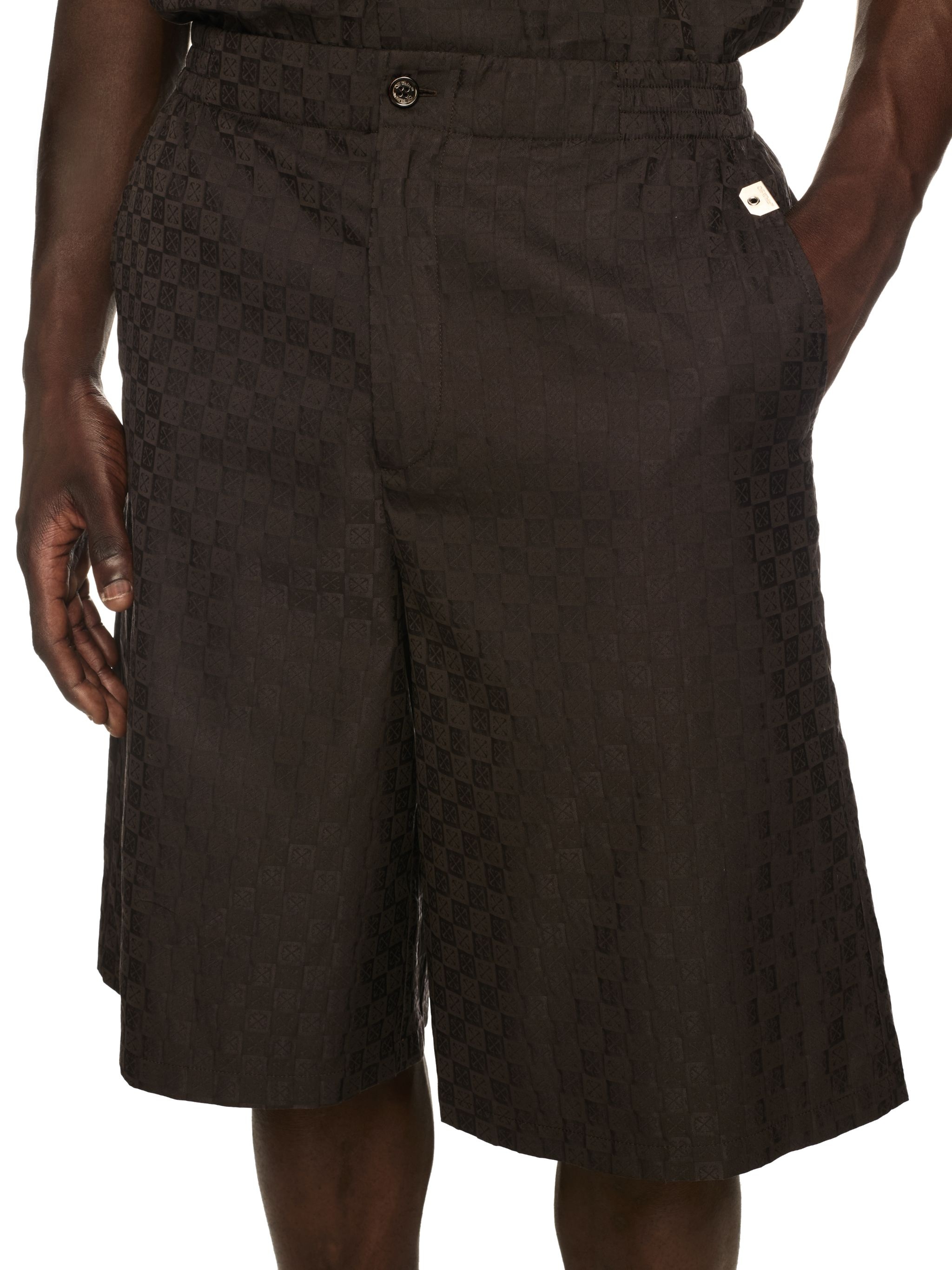 Chocolate Jacquard Check Bowling Shorts - 5