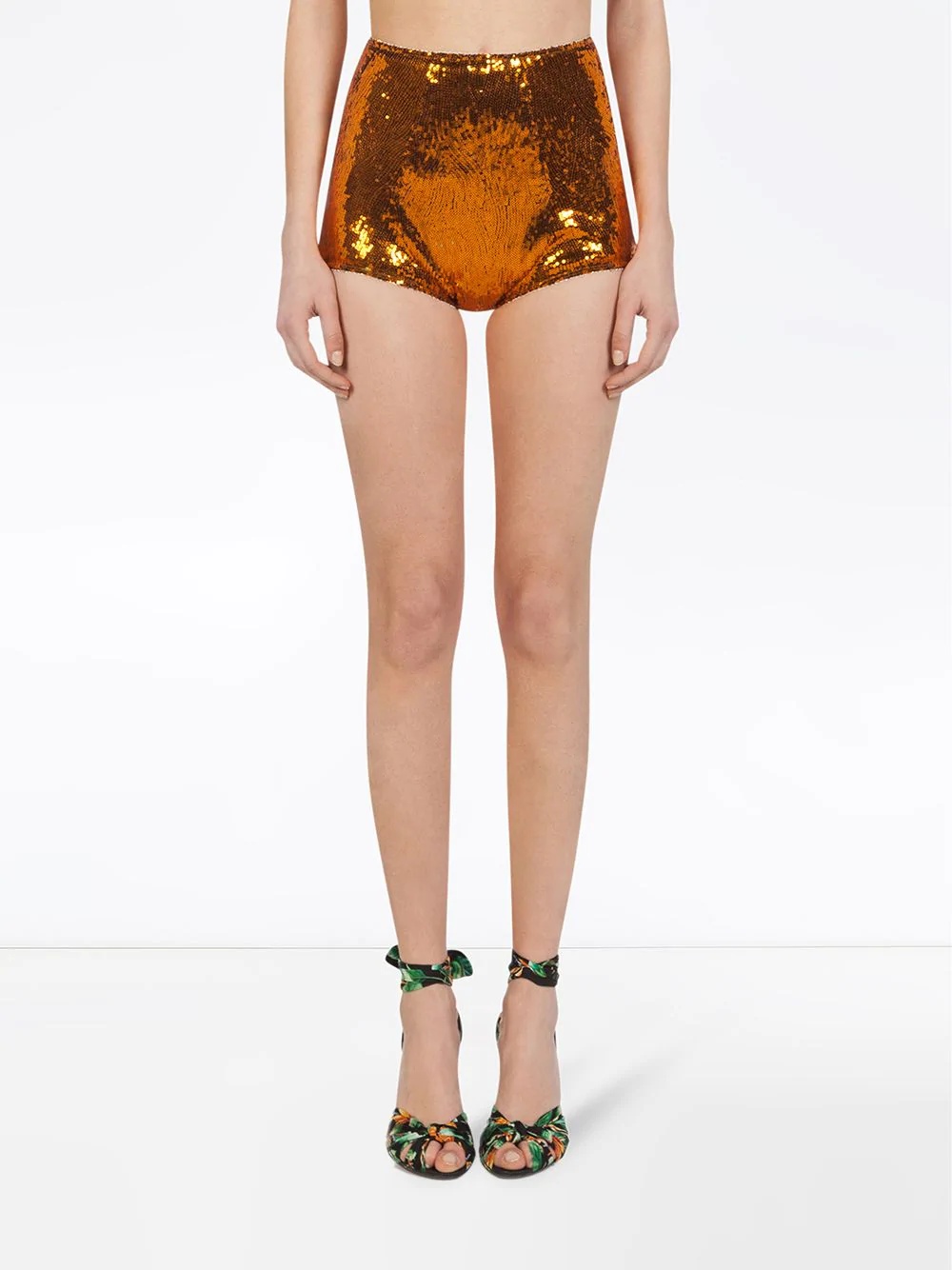 orange sequin shorts - 3