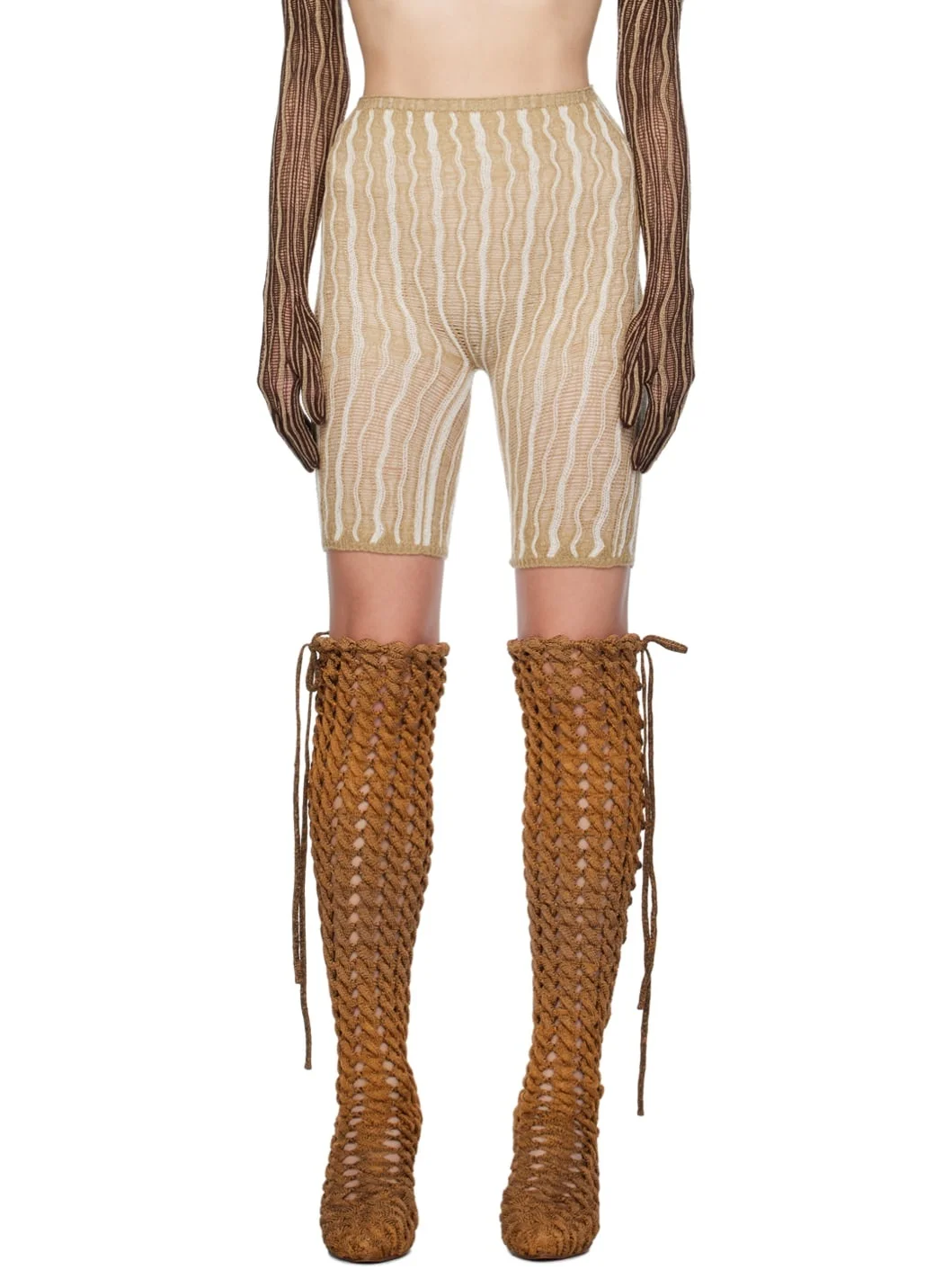 SSENSE Exclusive Beige & White Shorts - 1