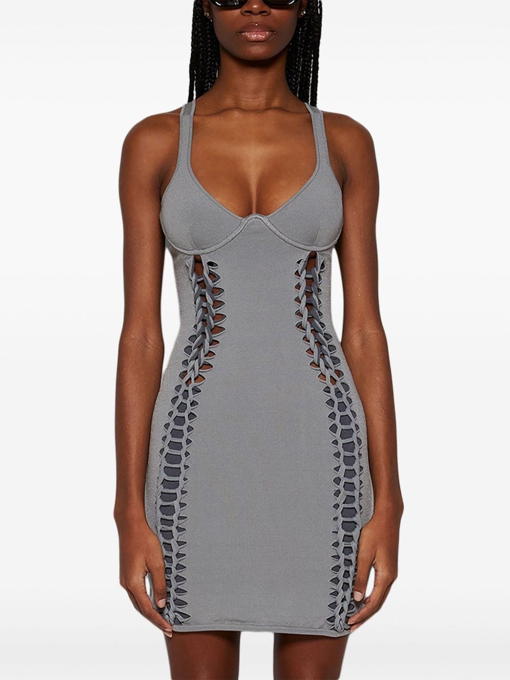 braid-embellished mini dress - 3