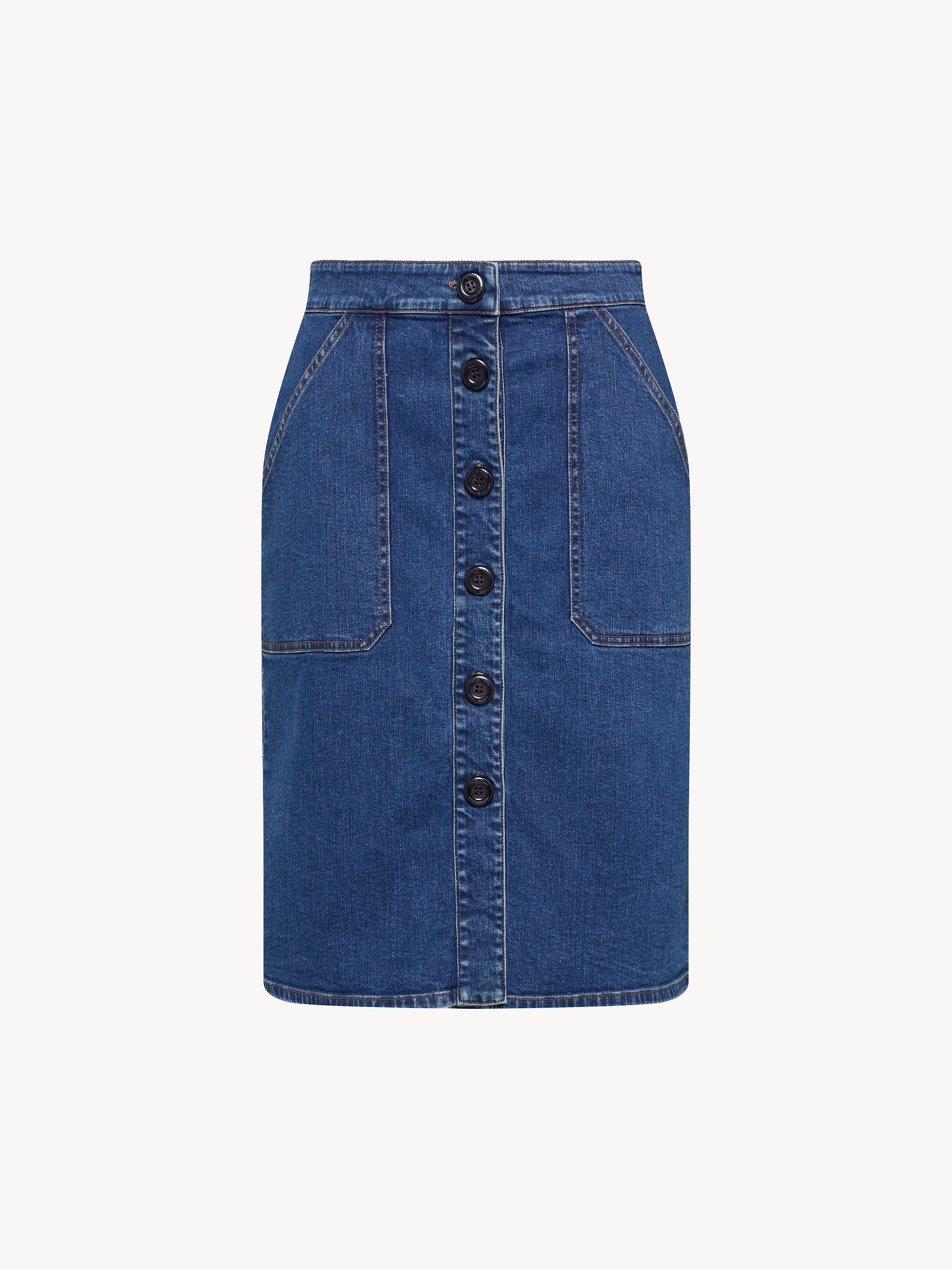 KNEE-LENGTH DENIM WHO SKIRT - 5