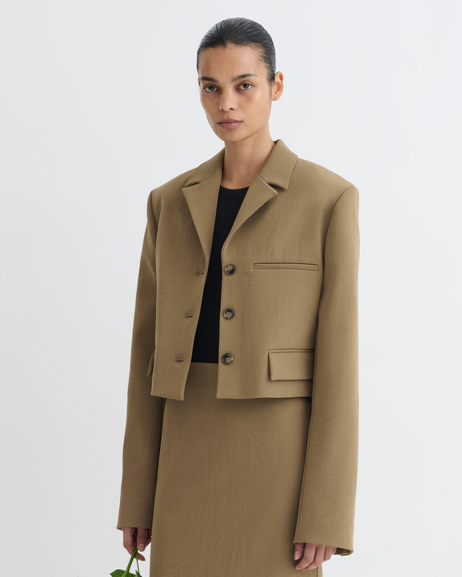 Cropped Paper Jersey Blazer - 4