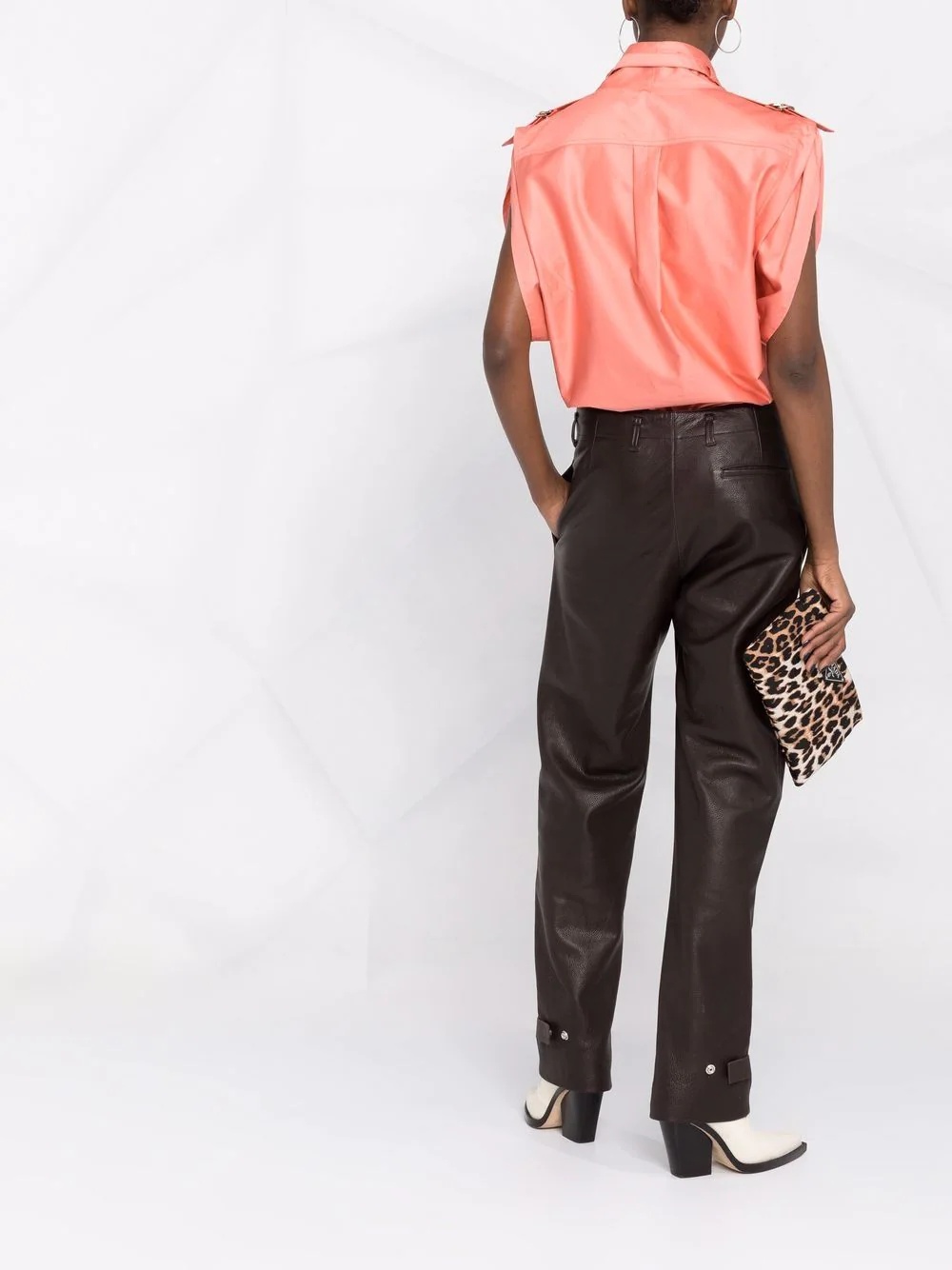 belt-detail funnel-neck blouse - 6