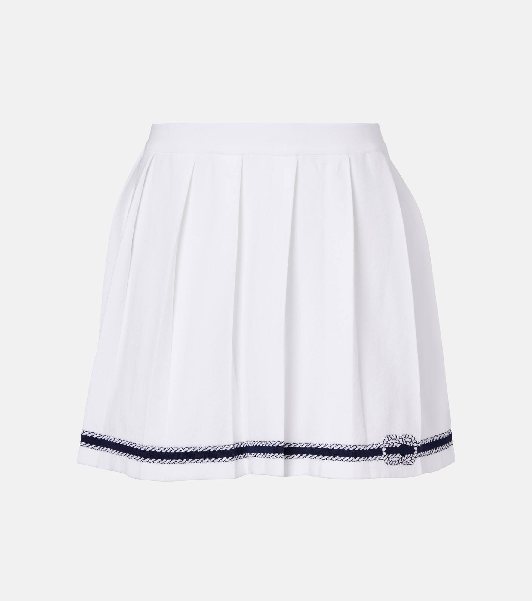 Intarsia pleated cotton-blend miniskirt - 1