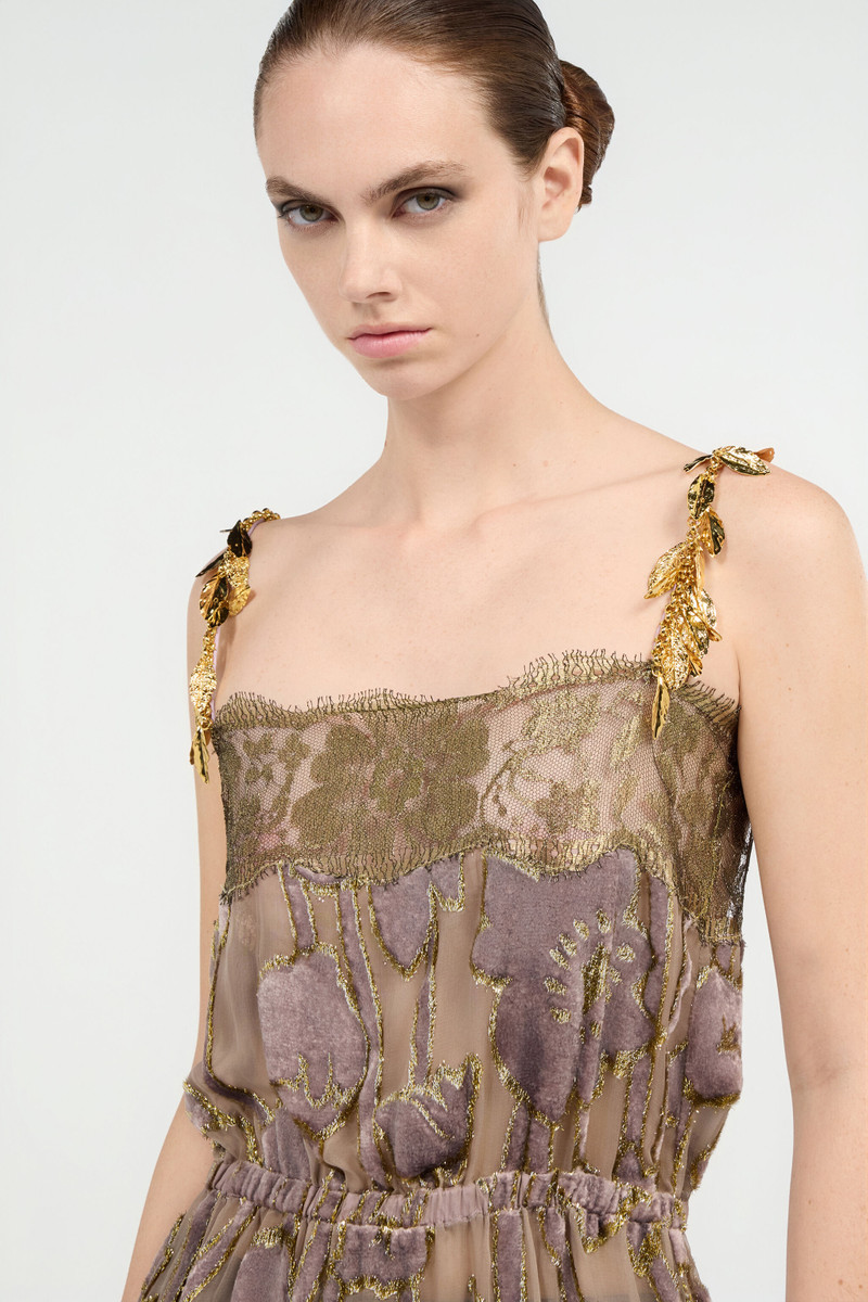 Nude Mini Dress With Floral Pattern 5