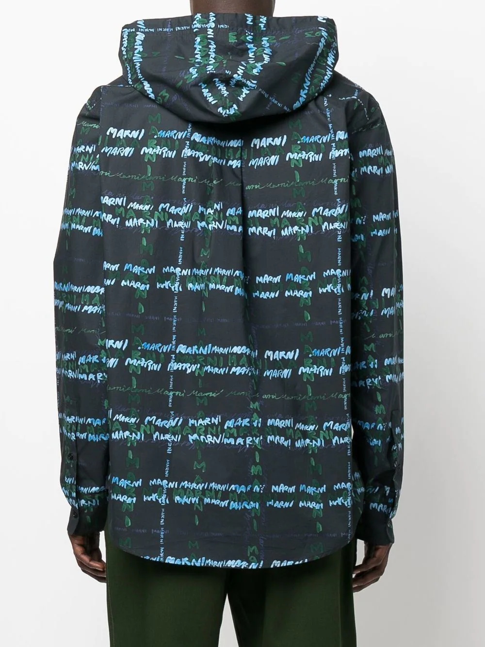 logo-print drawstring hooded shirt - 4