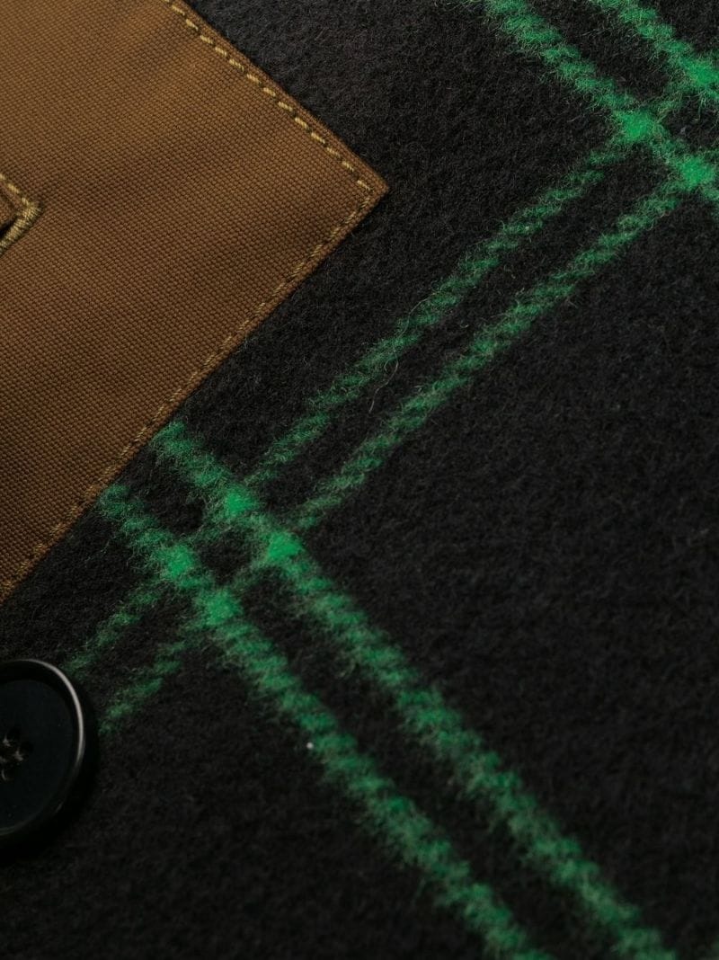 checked panelled double-breasted coat - 5