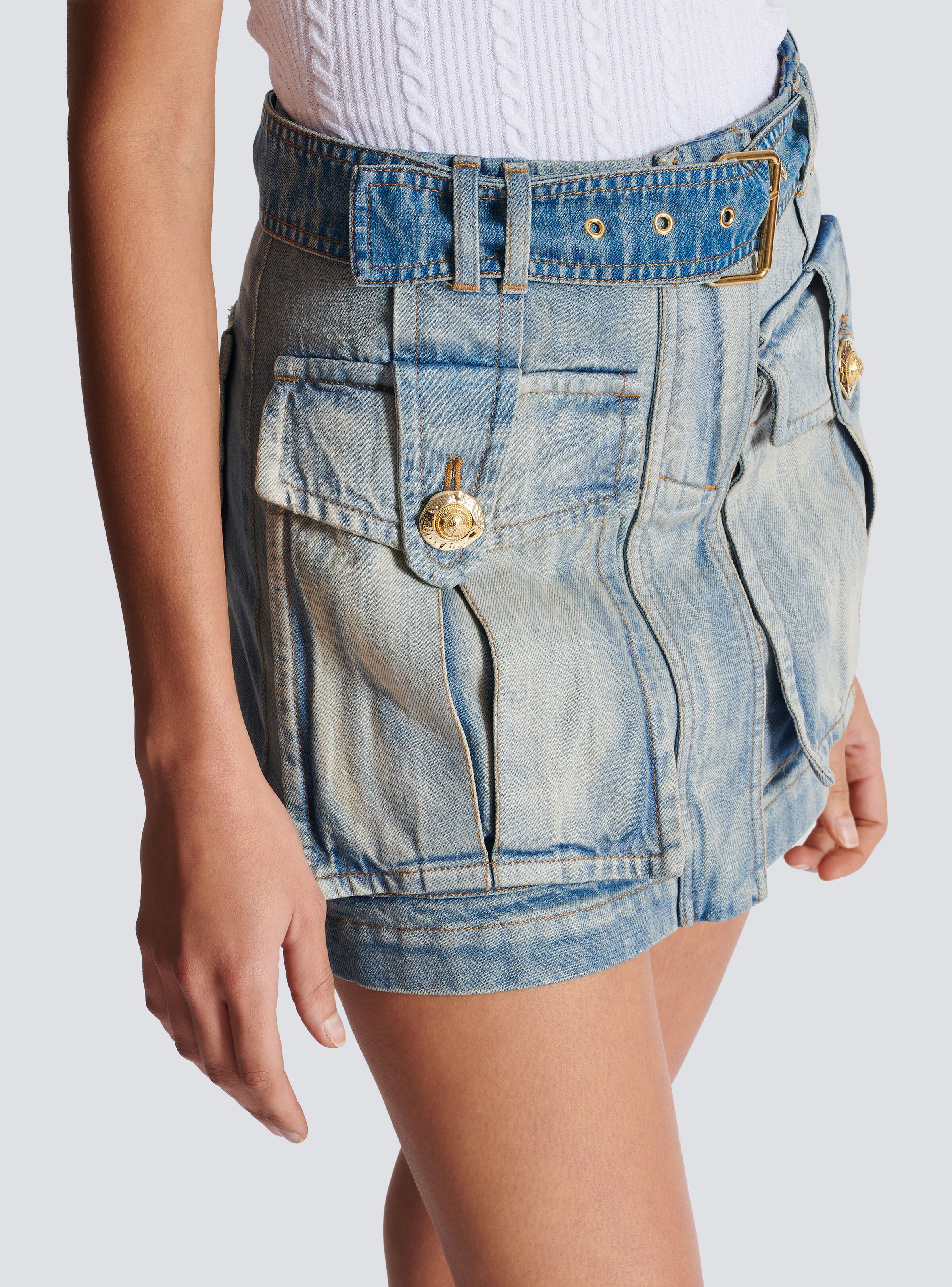 Denim skirt with pockets - 7