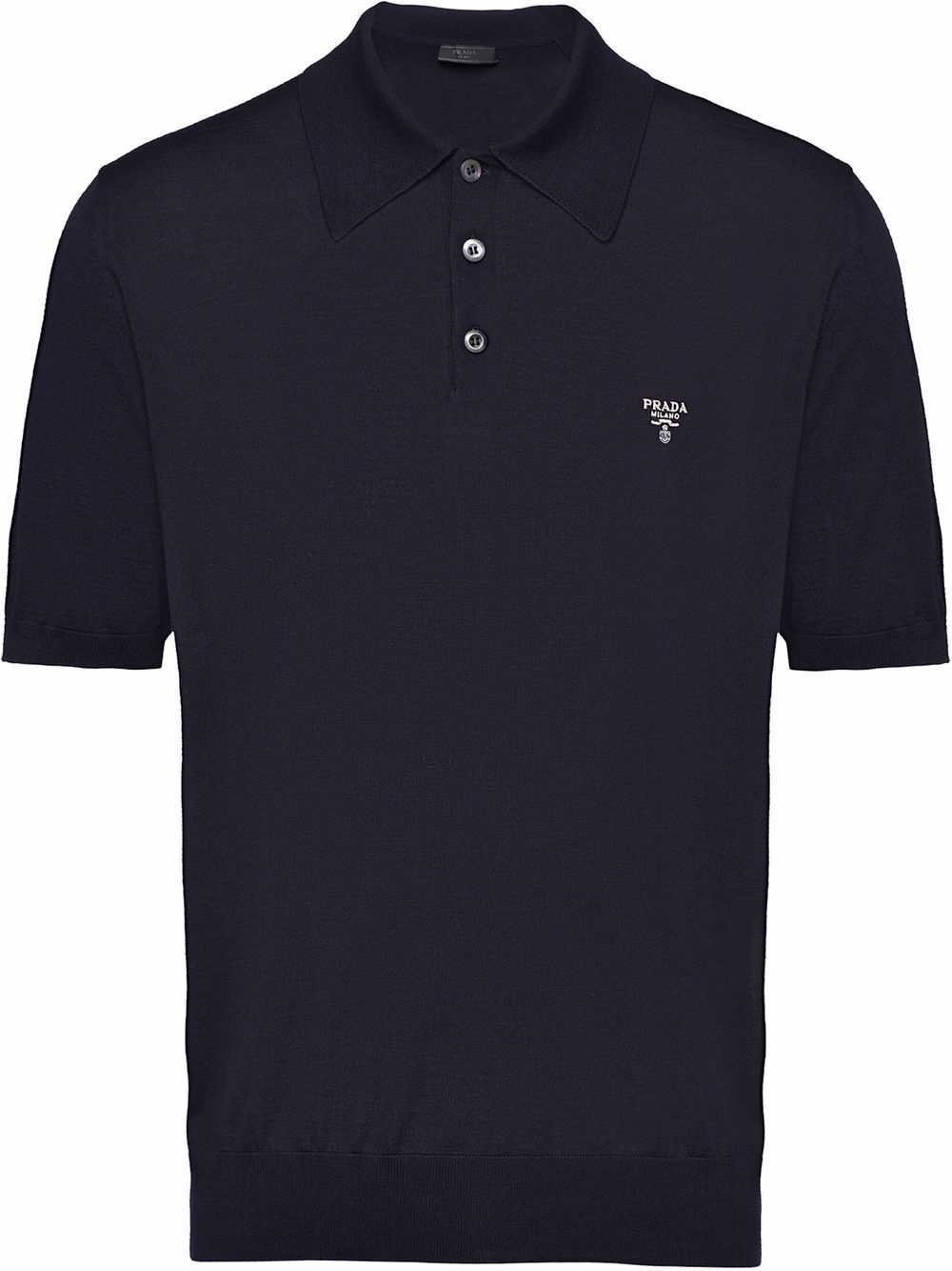 logo-embroidered virgin wool polo top - 1