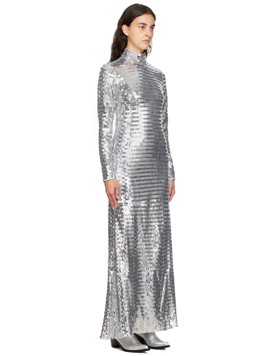 Silver Sculpty Maxi Dress - 2