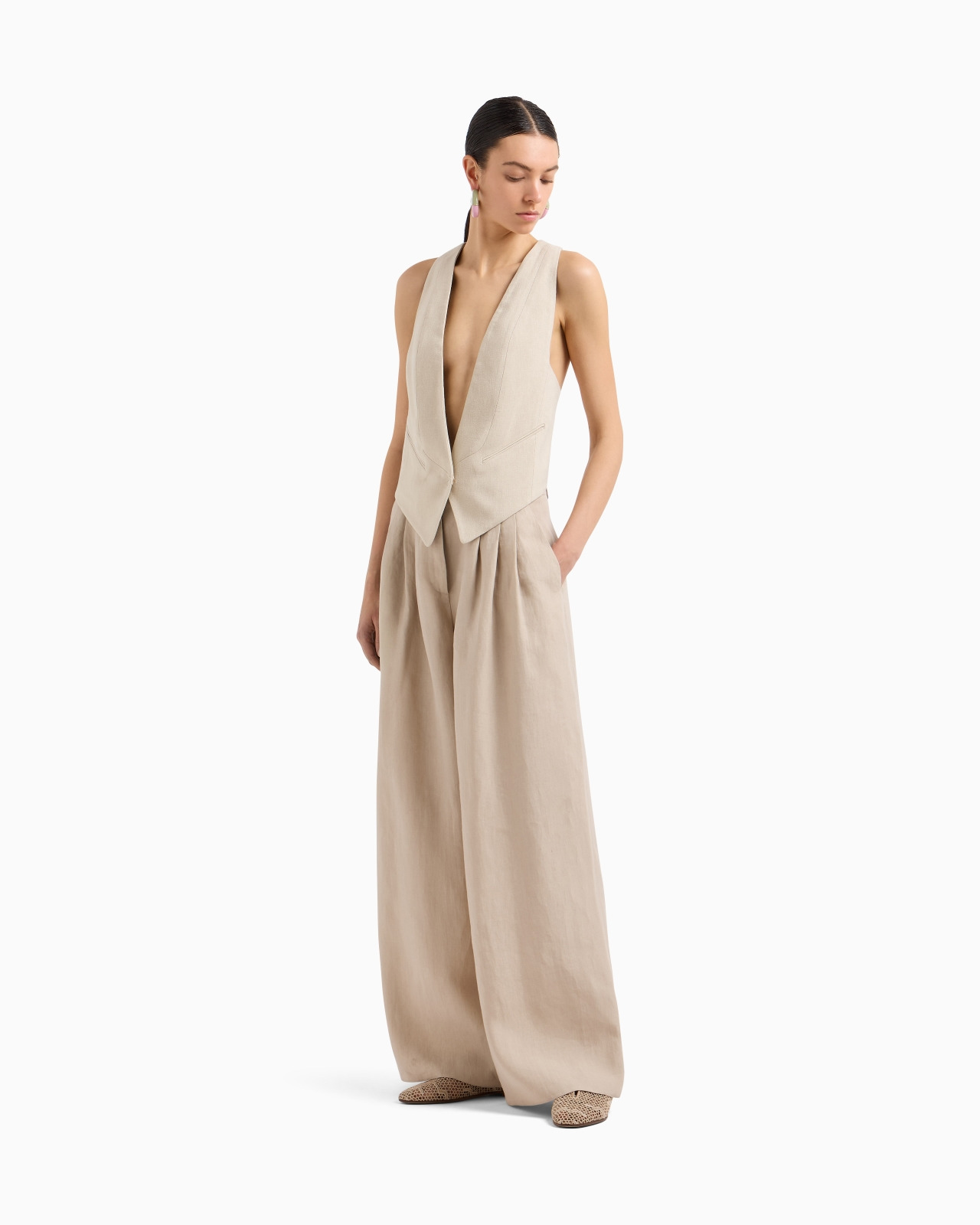 SINGLE-BREASTED WAISTCOAT IN CANNETÉ COTTON AND VISCOSE - 2