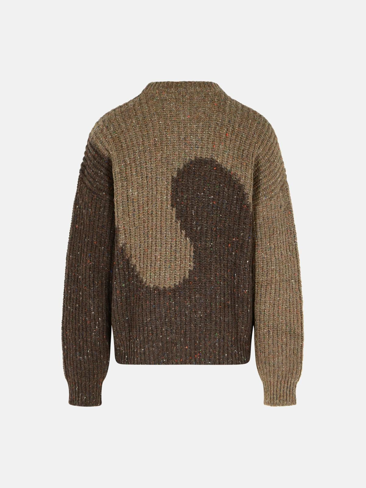 BROWN WOOL BLEND SWEATER - 3