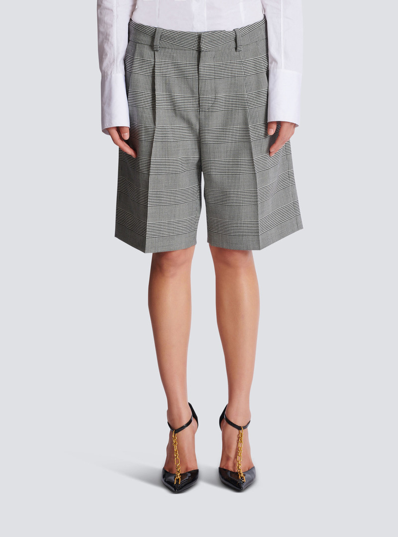 Darted shorts in Prince of Wales jacquard 5