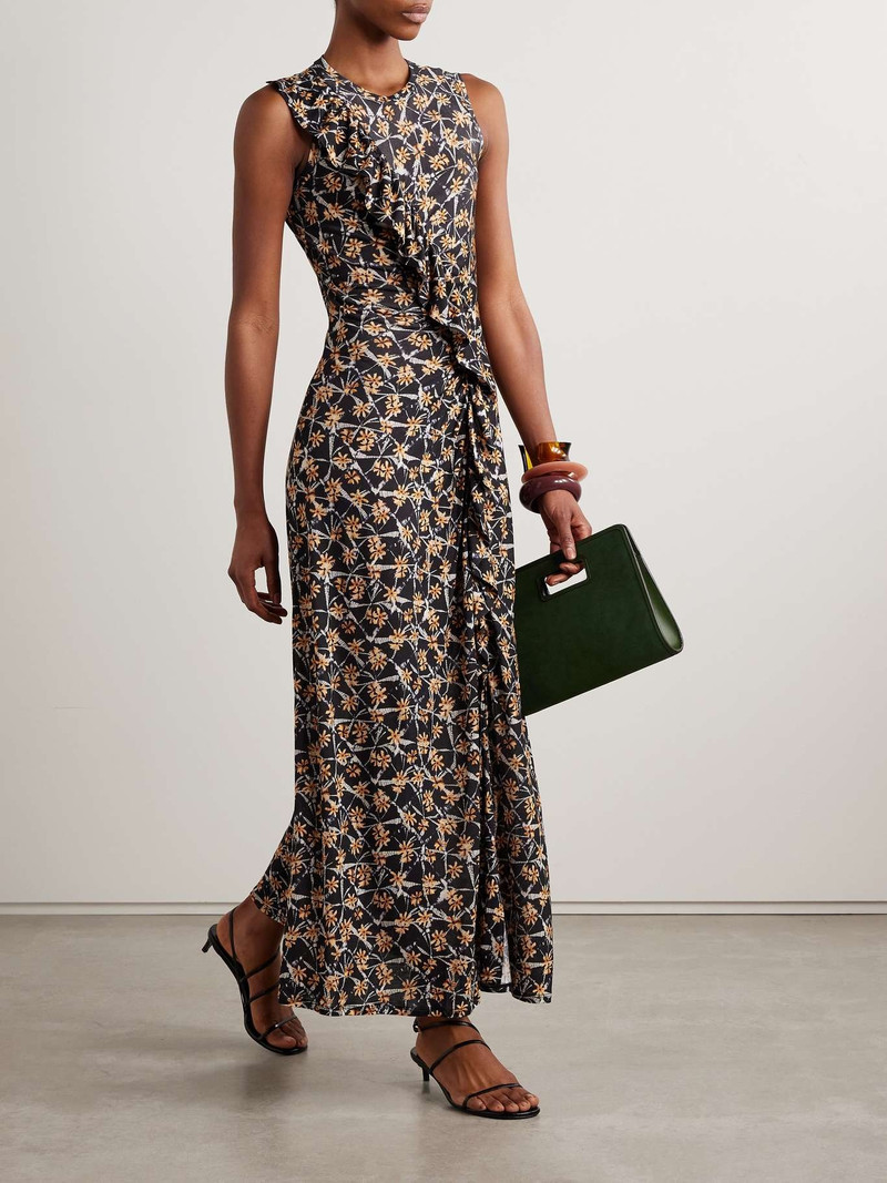 ULLA JOHNSON Elise ruffled printed Lyocell-jersey midi dress Blue outlook