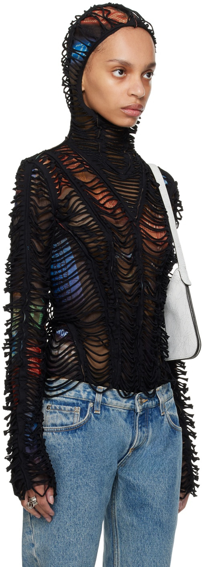 Jean Paul Gaultier Brown Shayne Oliver Edition 'The Slashed City' Hoodie outlook