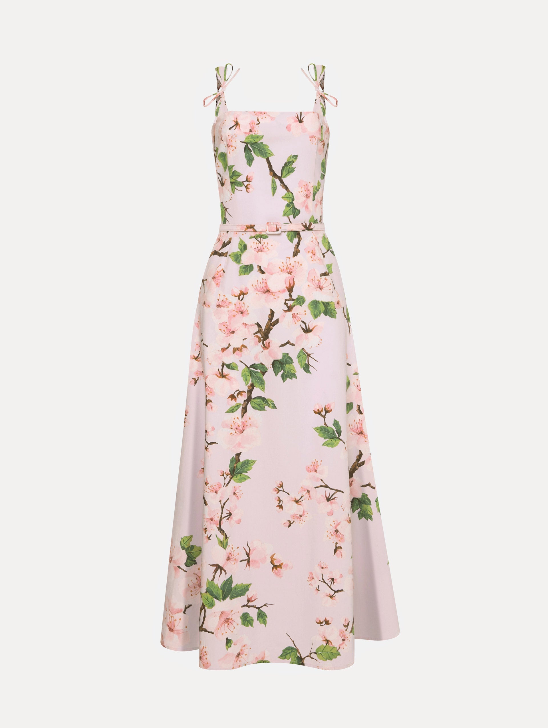 Oscar de la Renta CHERRY BLOSSOM COTTON POPLIN DRESS