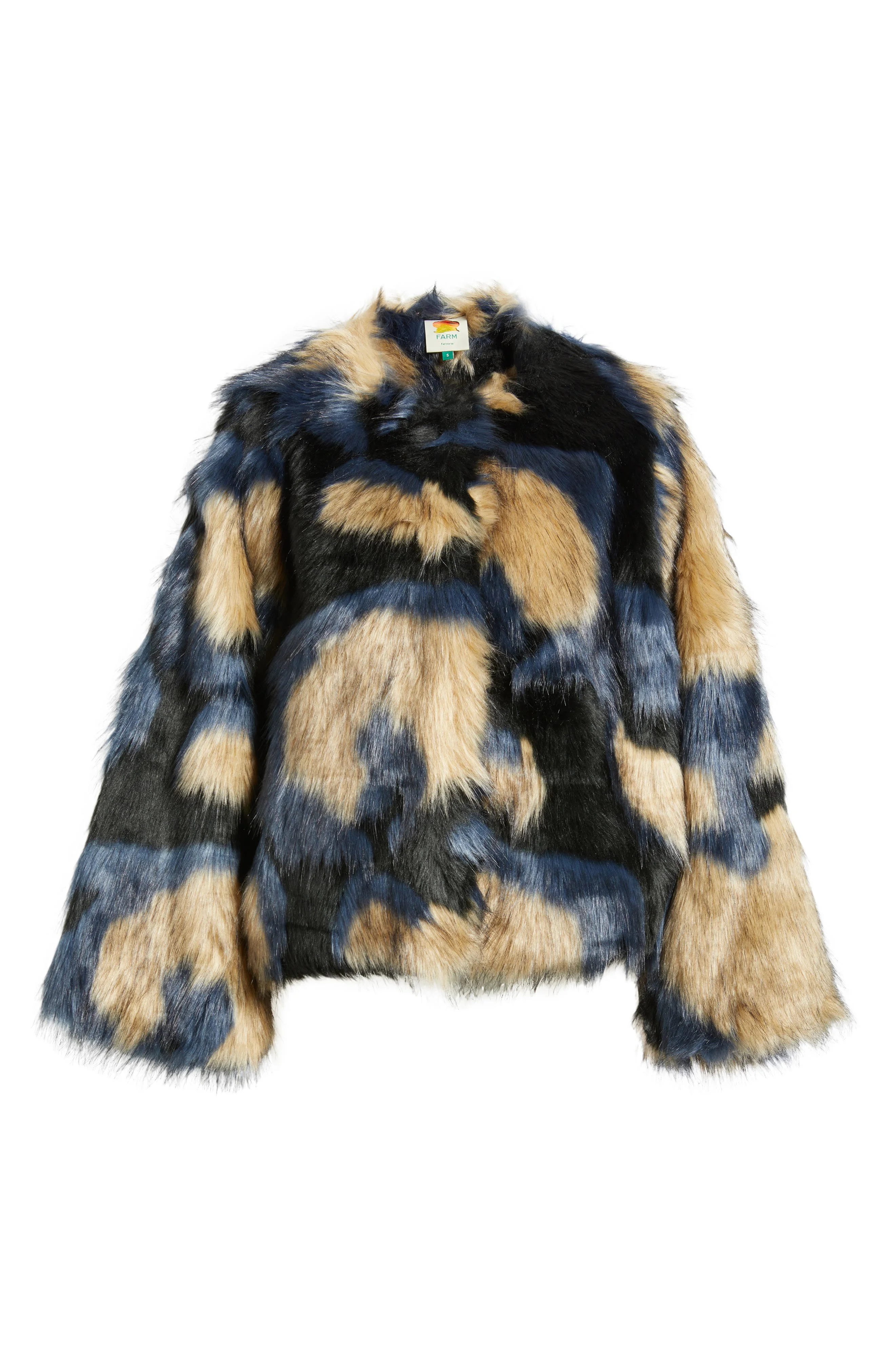 FARM Rio Multicolor Faux Fur Coat in Blue at Nordstrom - 1