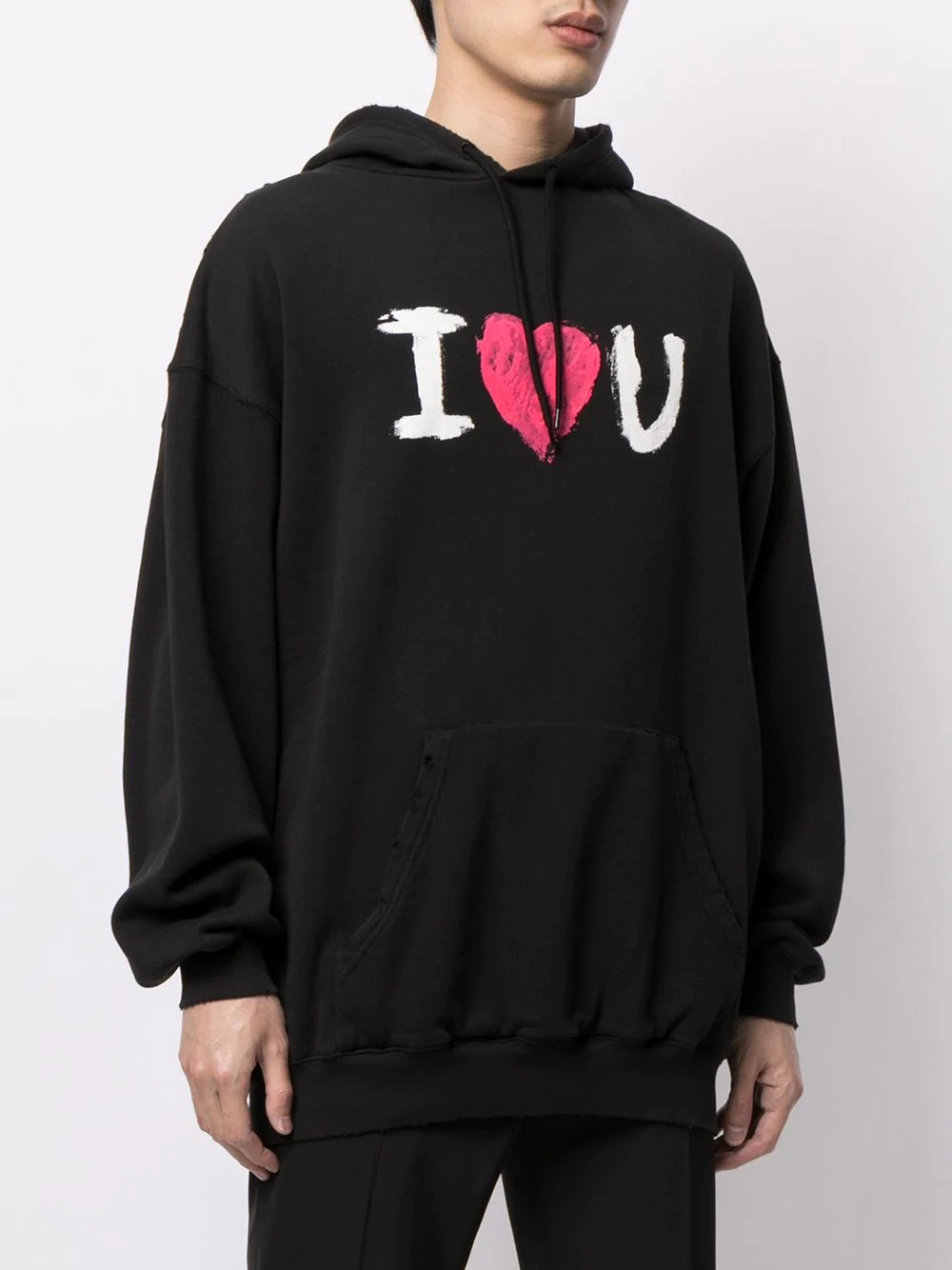 slogan-print drawstring hoodie - 3