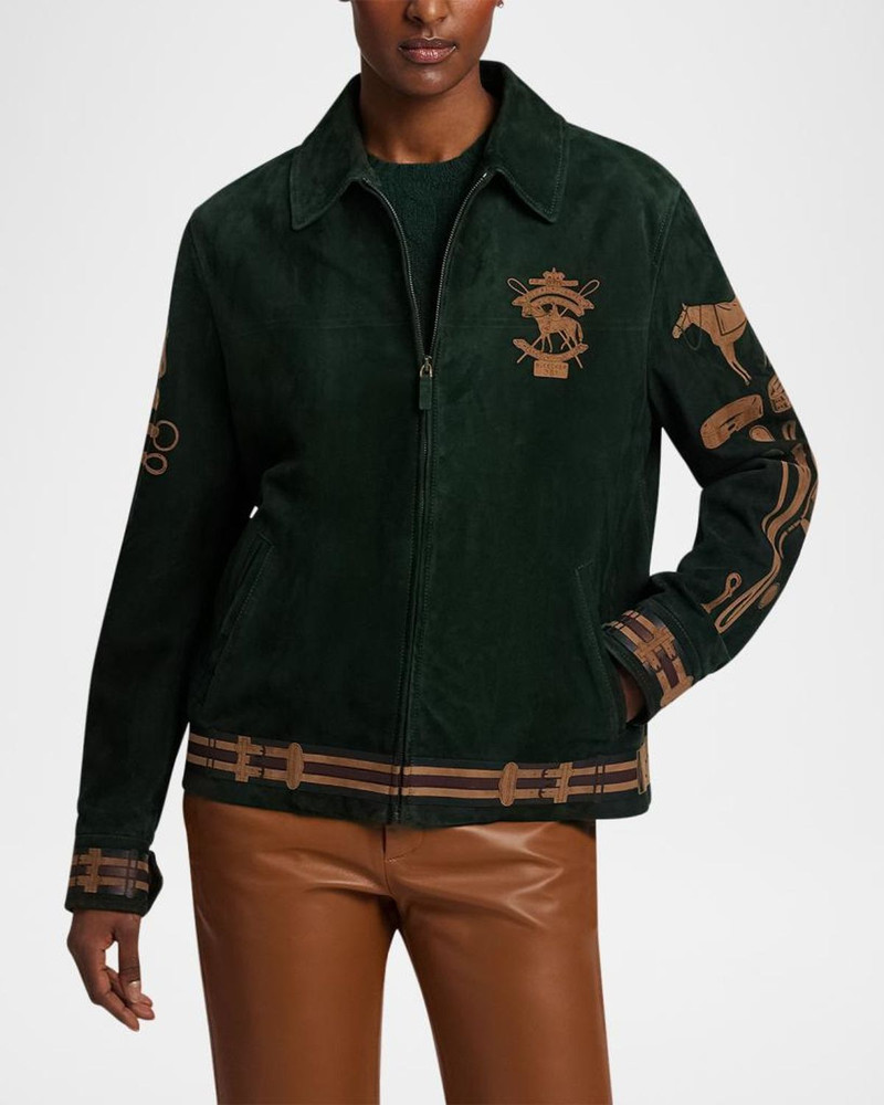 Jessa Equestrian-Printed Suede Coat 4