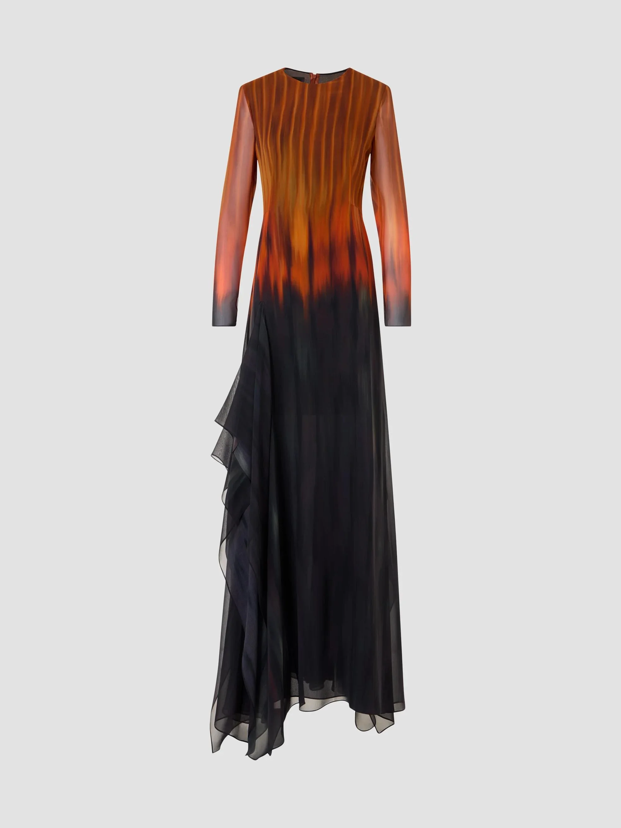 Women's Silk Ombré Asymmetric A-Line Maxi Dress - Coffee Vicuna - 1