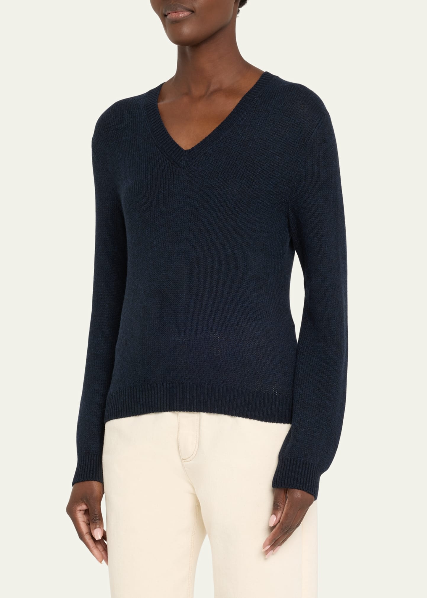 Fobello V-Neck GG 8 Baby Cashmere Sweater - 4