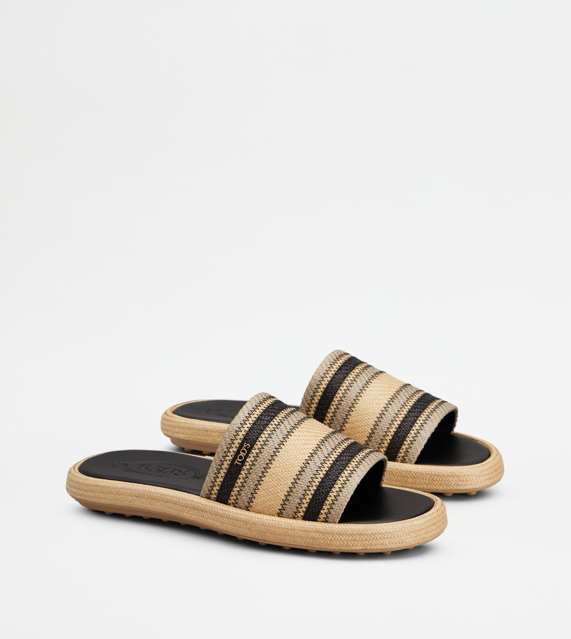 SANDALS IN FABRIC - BEIGE, BLACK - 2