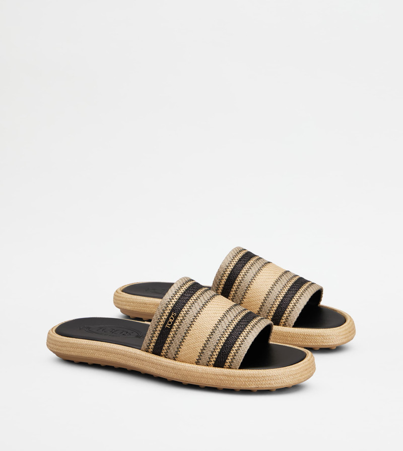 SANDALS IN FABRIC - BEIGE, BLACK 2