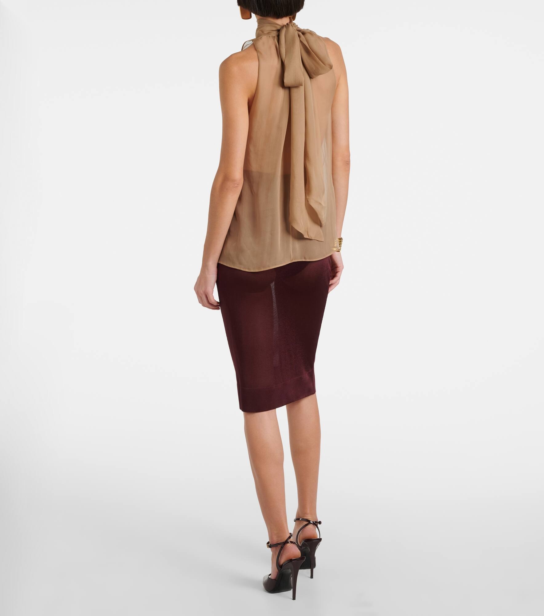 Draped silk muslin blouse - 3
