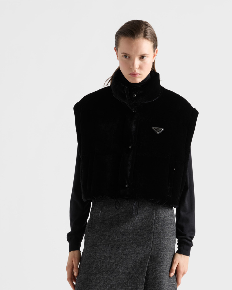 Convertible cropped velvet down jacket 6