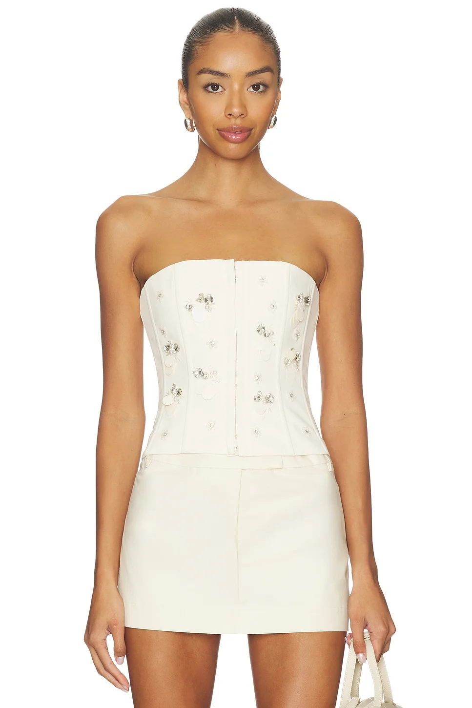 Embellished Twill Corset Top - 1