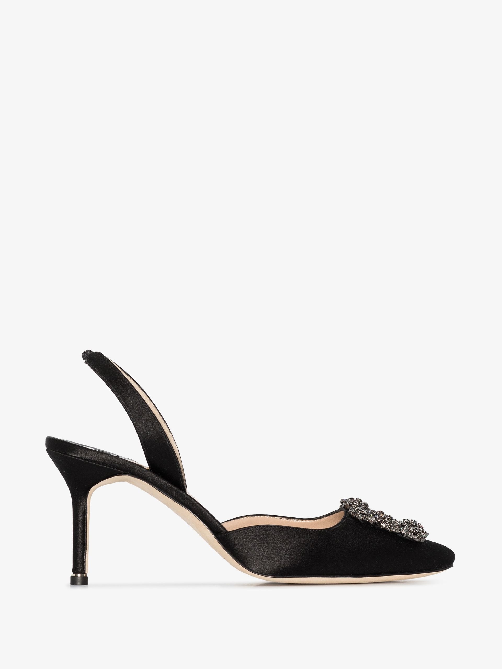 Black Hangisi 70 Slingback Satin Pumps - 1