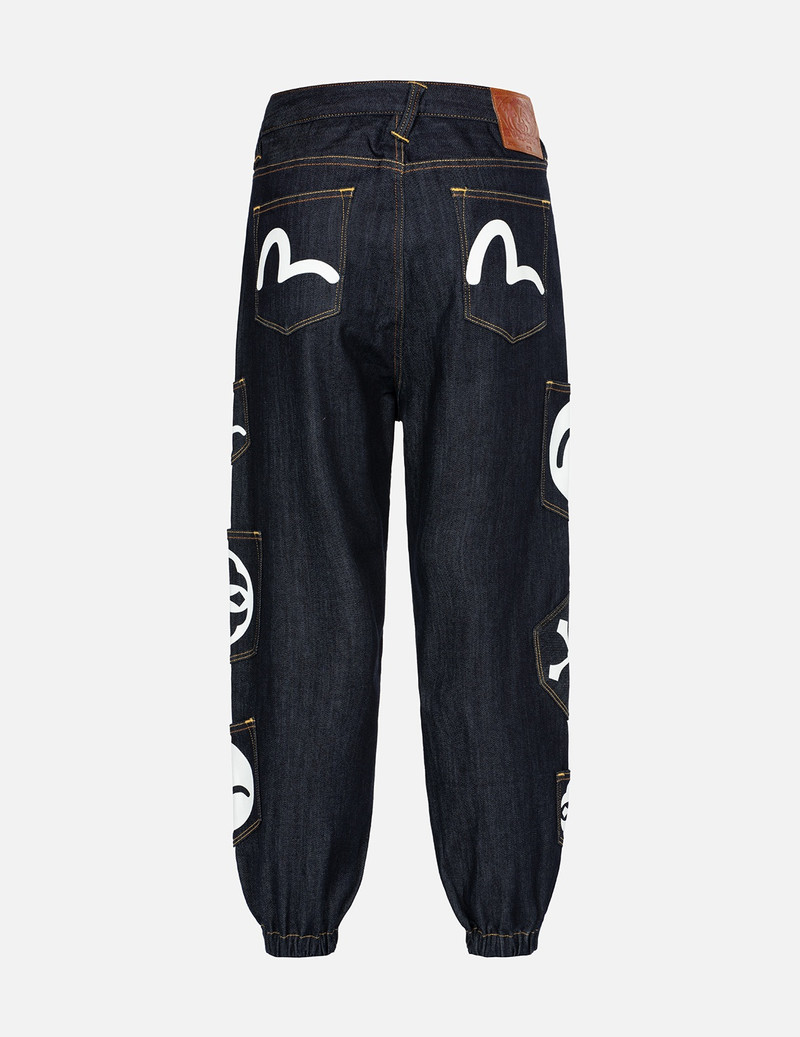 EVISU MULTI-POCKET LOOSE FIT DENIM JOGGER PANTS outlook
