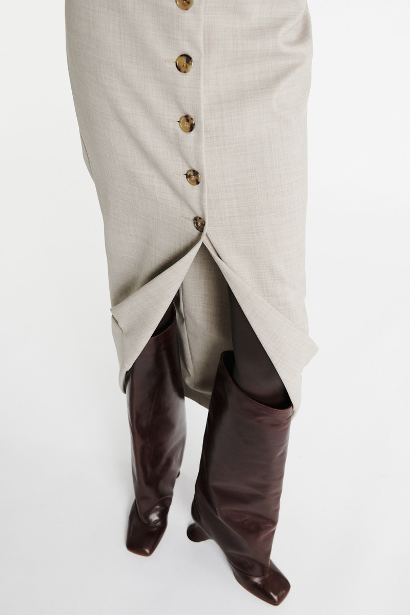 TAILORED SKIRT WITH JACKET COLLAR AT HEM BEIGE MELANGE 10
