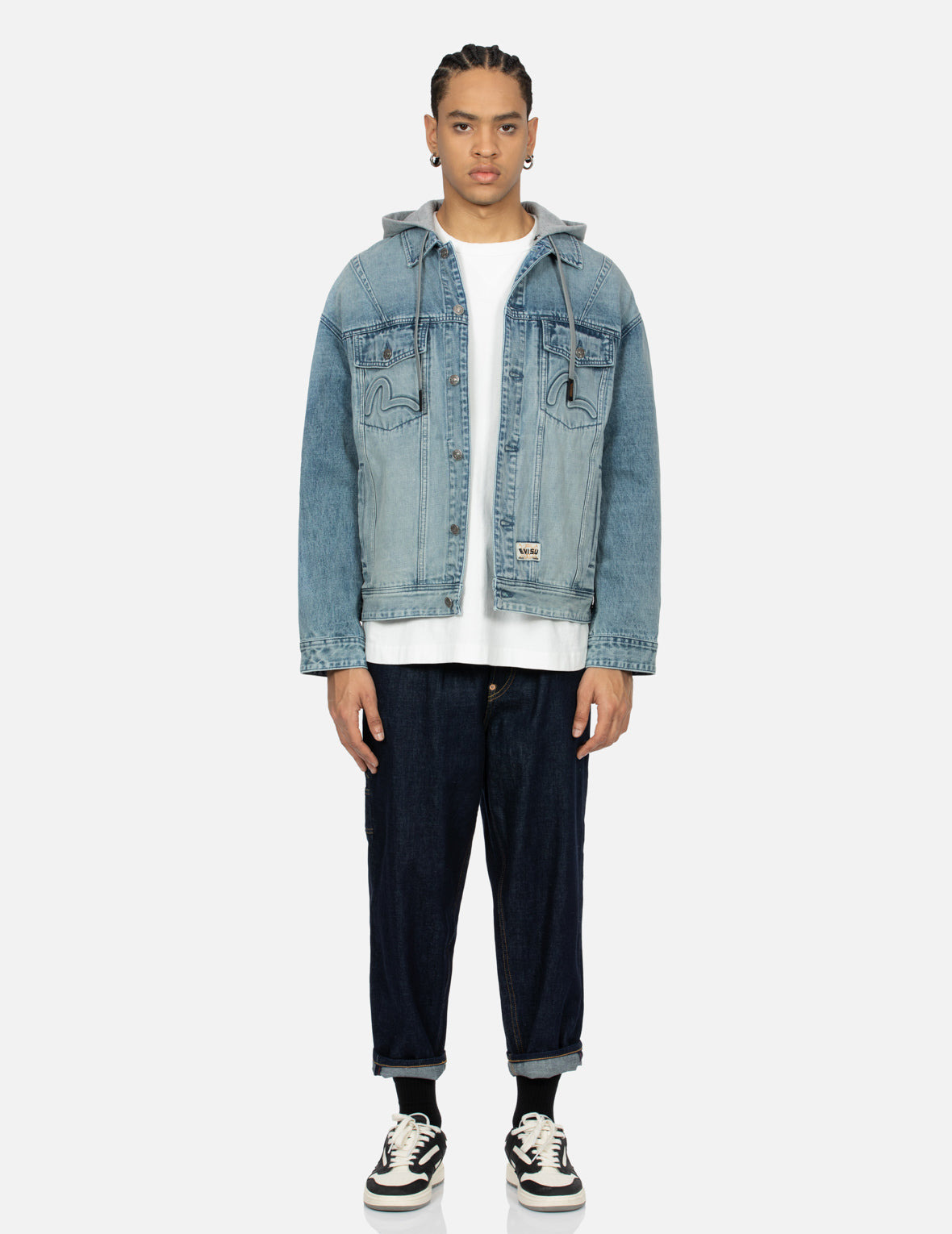 SEAGULL AND LOGO EMBOSSED PRINT LOOSE FIT DENIM JACKET - 5