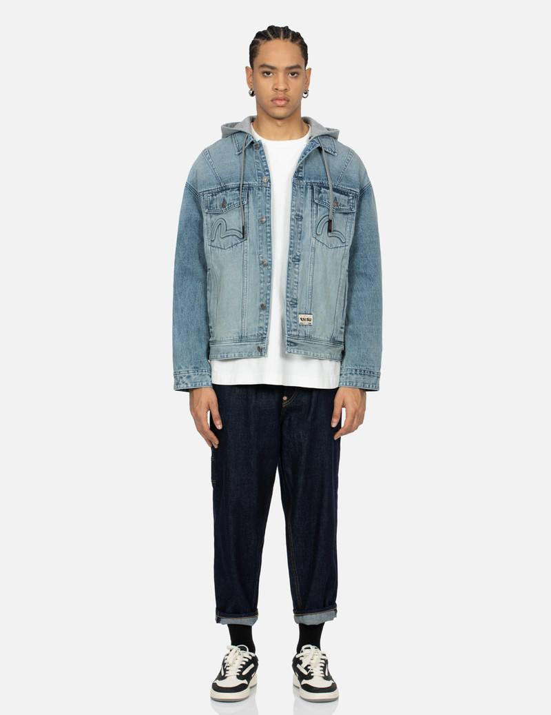 SEAGULL AND LOGO EMBOSSED PRINT LOOSE FIT DENIM JACKET 5
