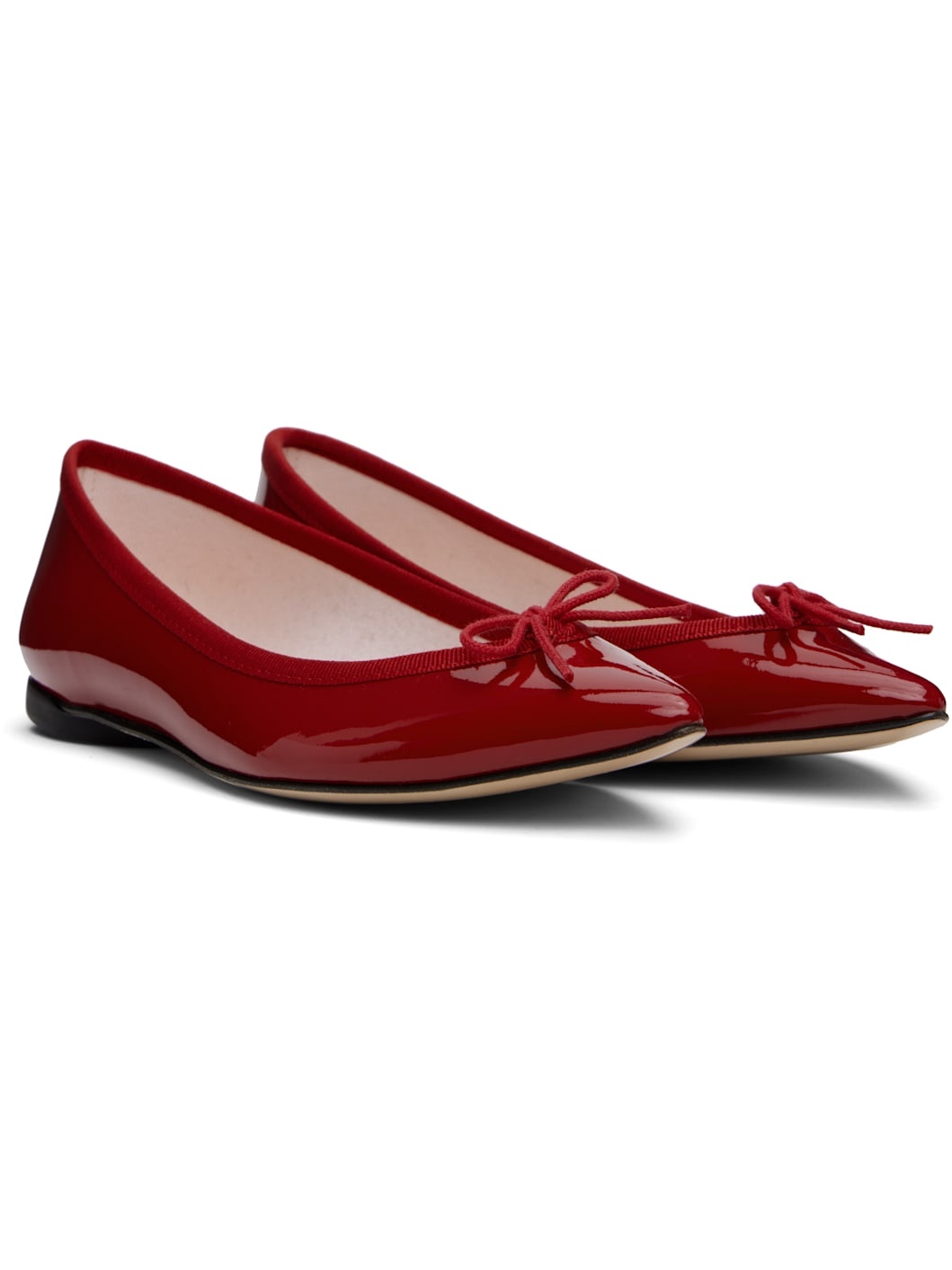 Red Brigitte Pointy Toe Ballerina Flats - 4