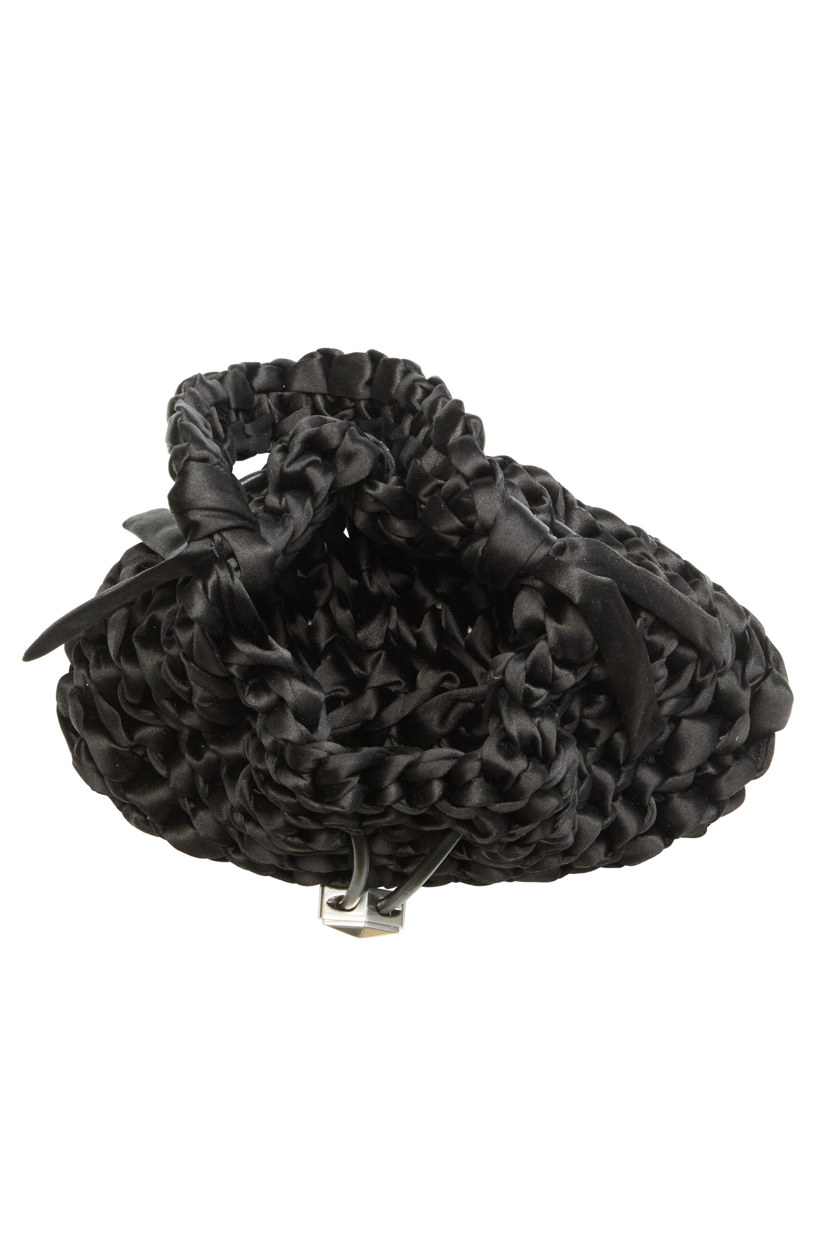 Jimmy Choo Small Cinch Satin Bucket Bag in Black/Antique Silver at Nordstrom - 4