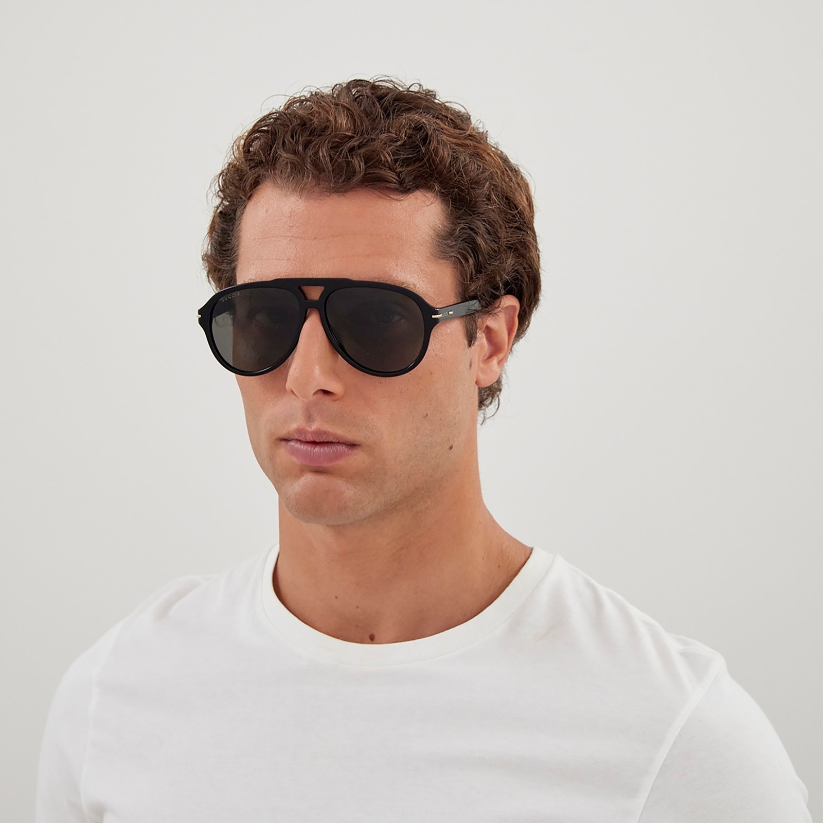 Gucci Men's Recycled Acetate Aviator Sunglasses - Black/Grey - 2