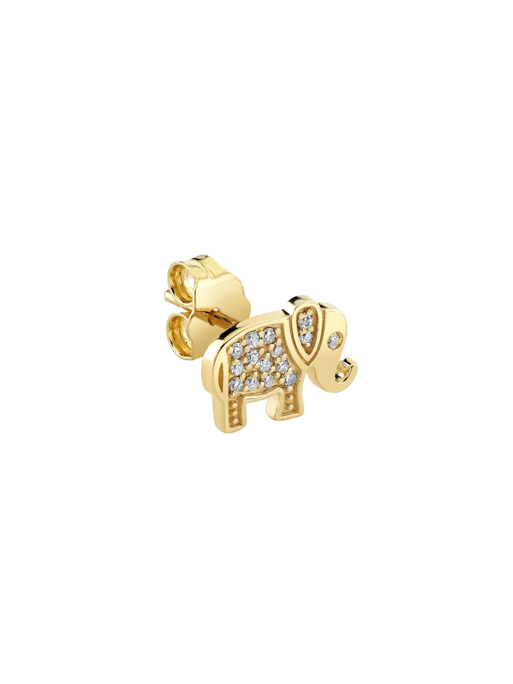 14K Yellow Gold & 0.06 TCW Diamond Elephant Stud Earring - 1