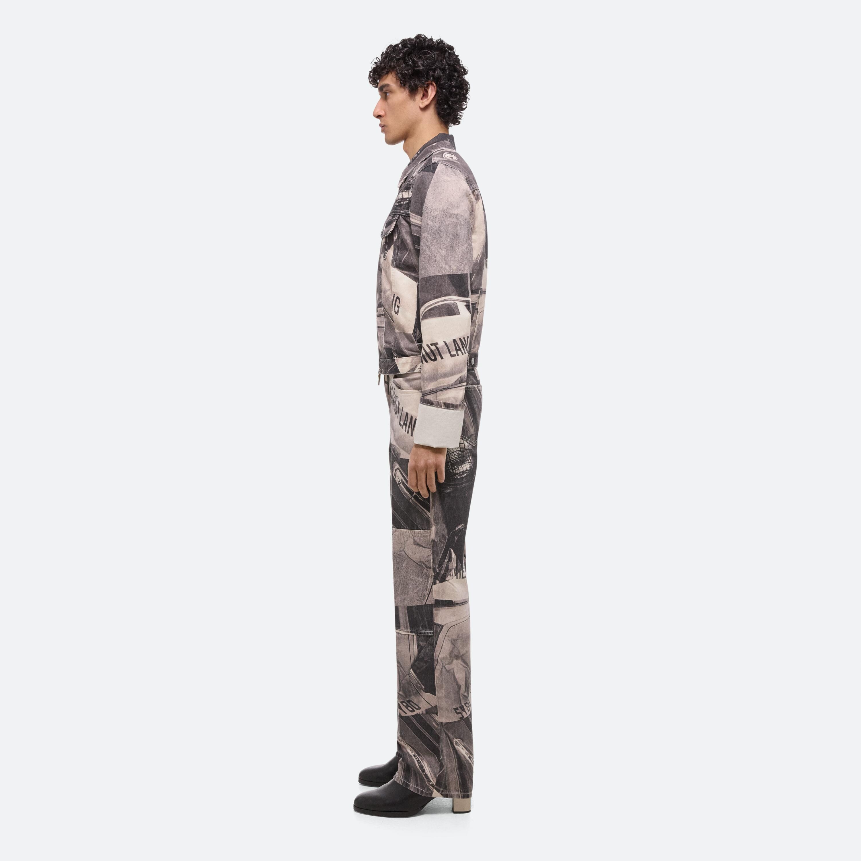 CUFFED PRINTED DENIM TRUCKER JACKET - 4