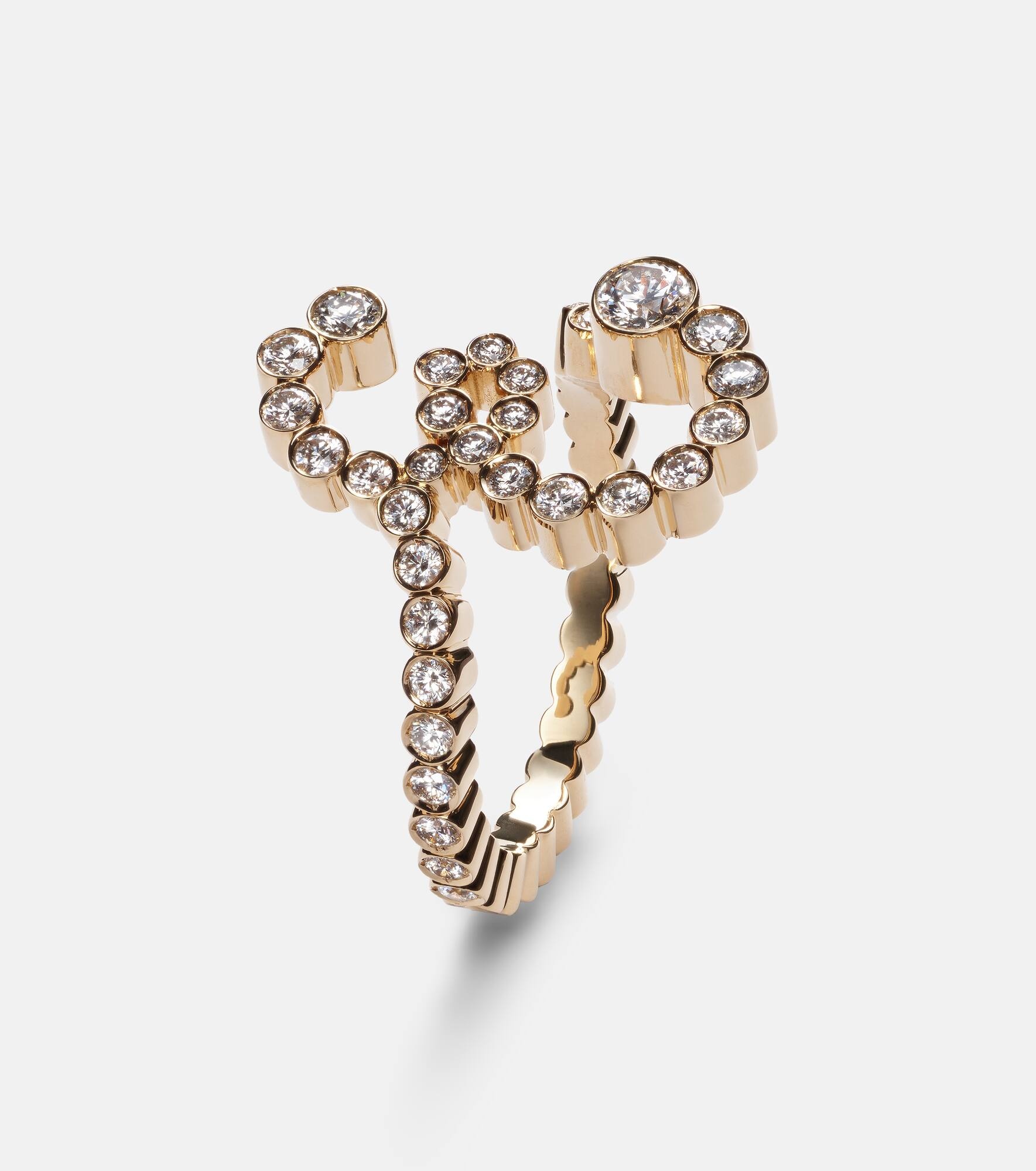 Ensemble 18kt gold ring with diamonds - 4
