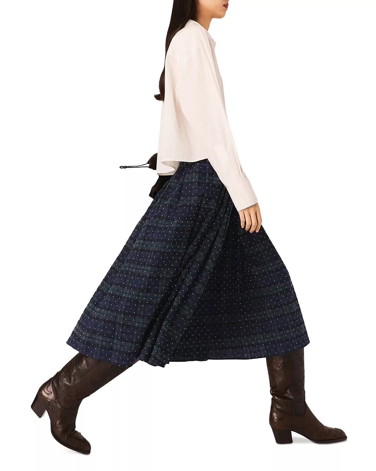 Check Skirt with Rhinestones - 7