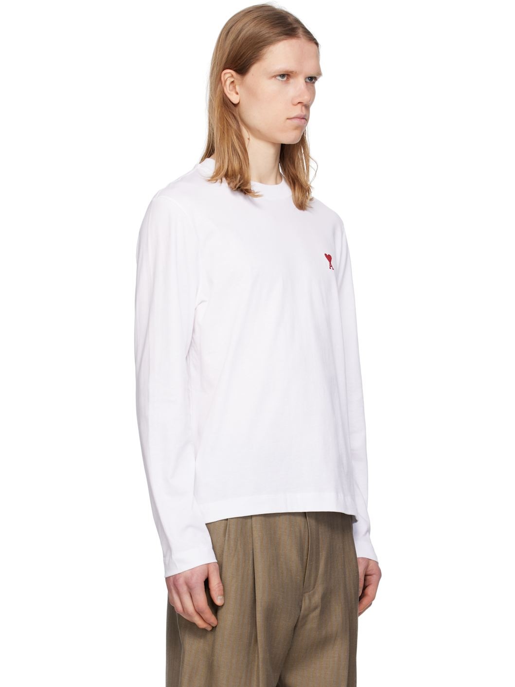 White Cotton Ami de Coeur Long Sleeves T-shirt - 2