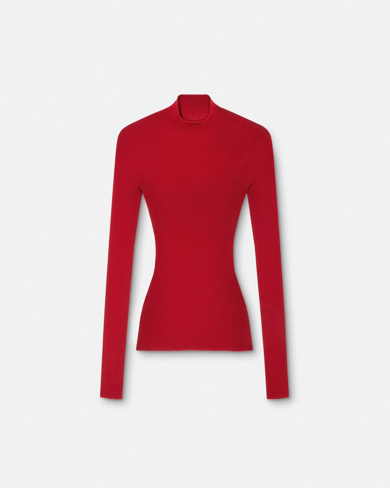 Merino Wool Fitted Ribbed Knit Top - 1