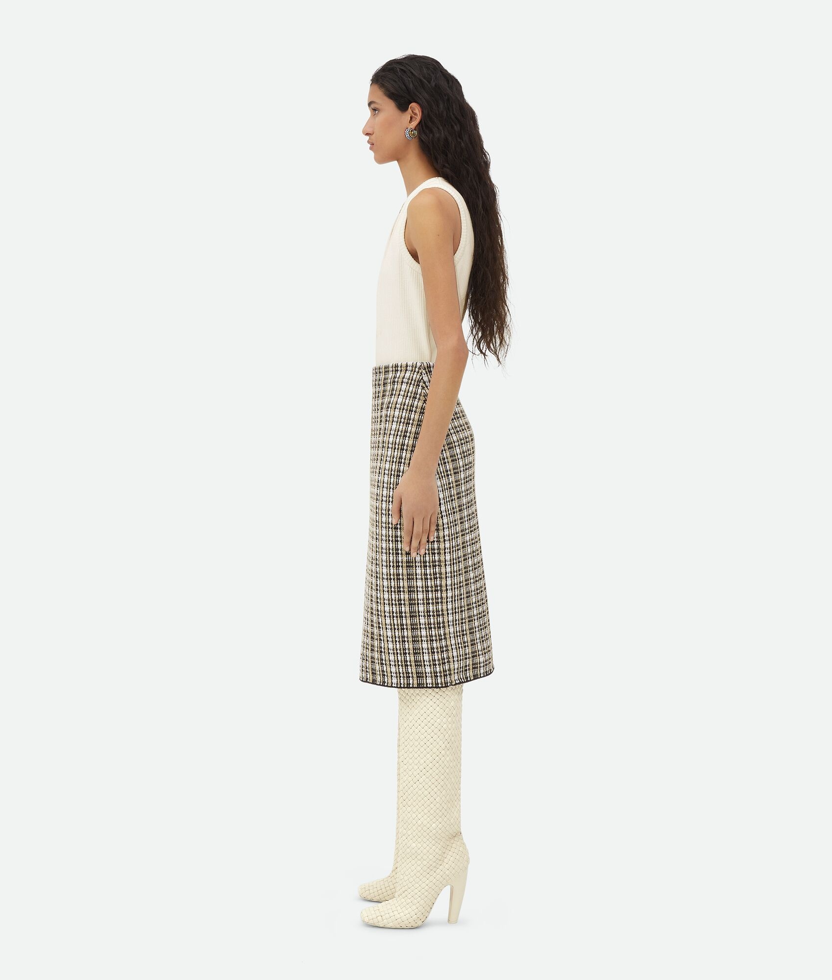 Cotton Viscose Check Skirt - 2