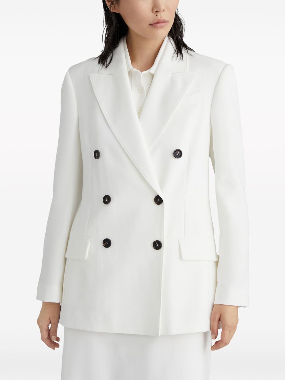 double-breasted cotton-twill blazer - 3