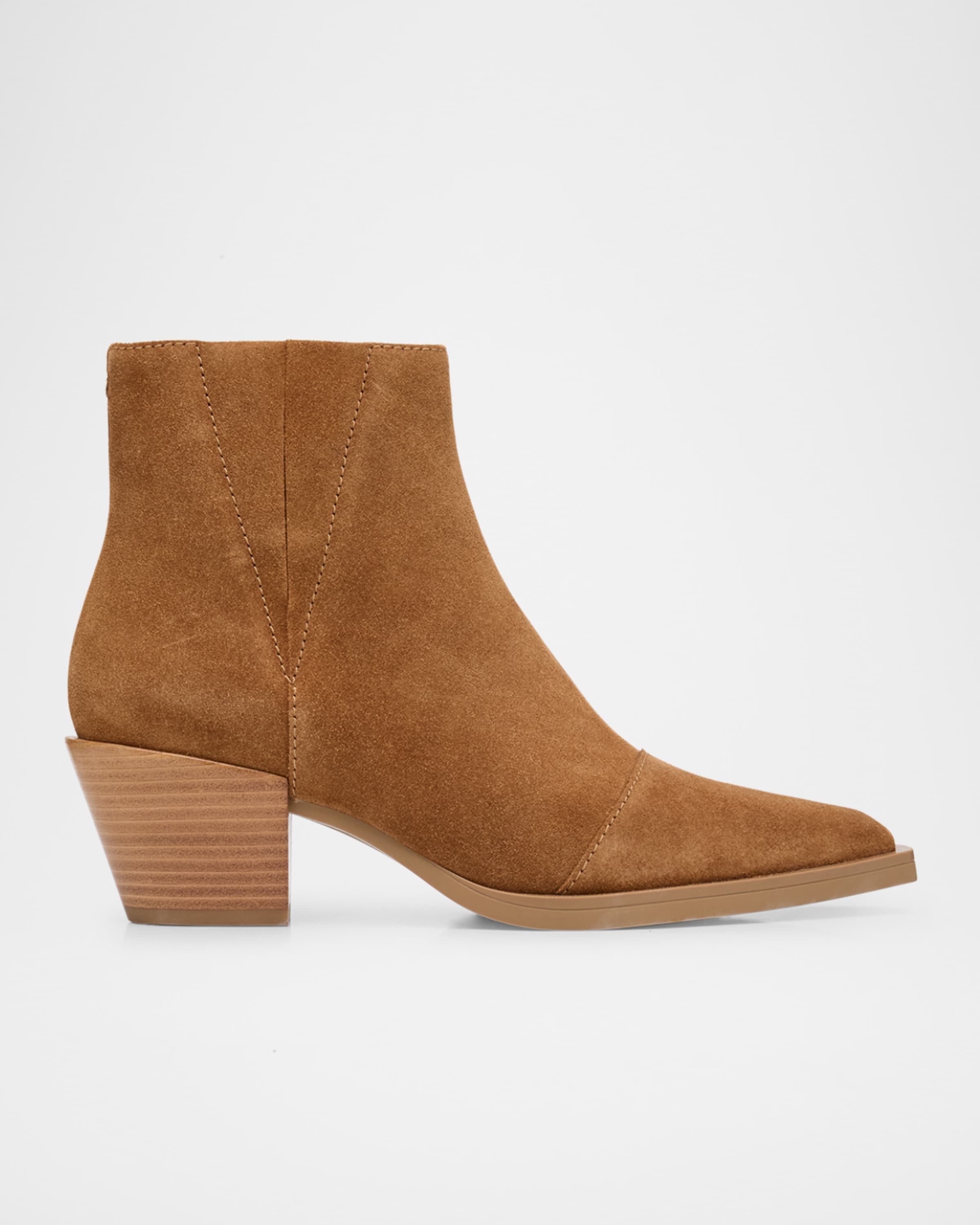 Dart Suede Pull-On Ankle Booties - 1