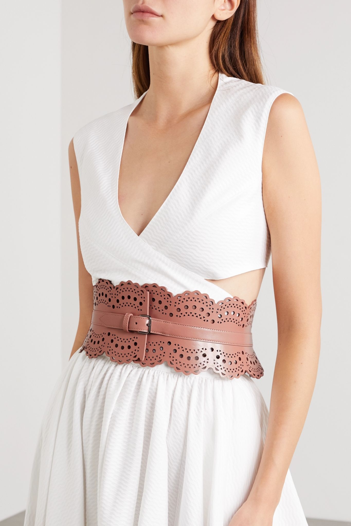 Laser-cut leather waist belt - 2